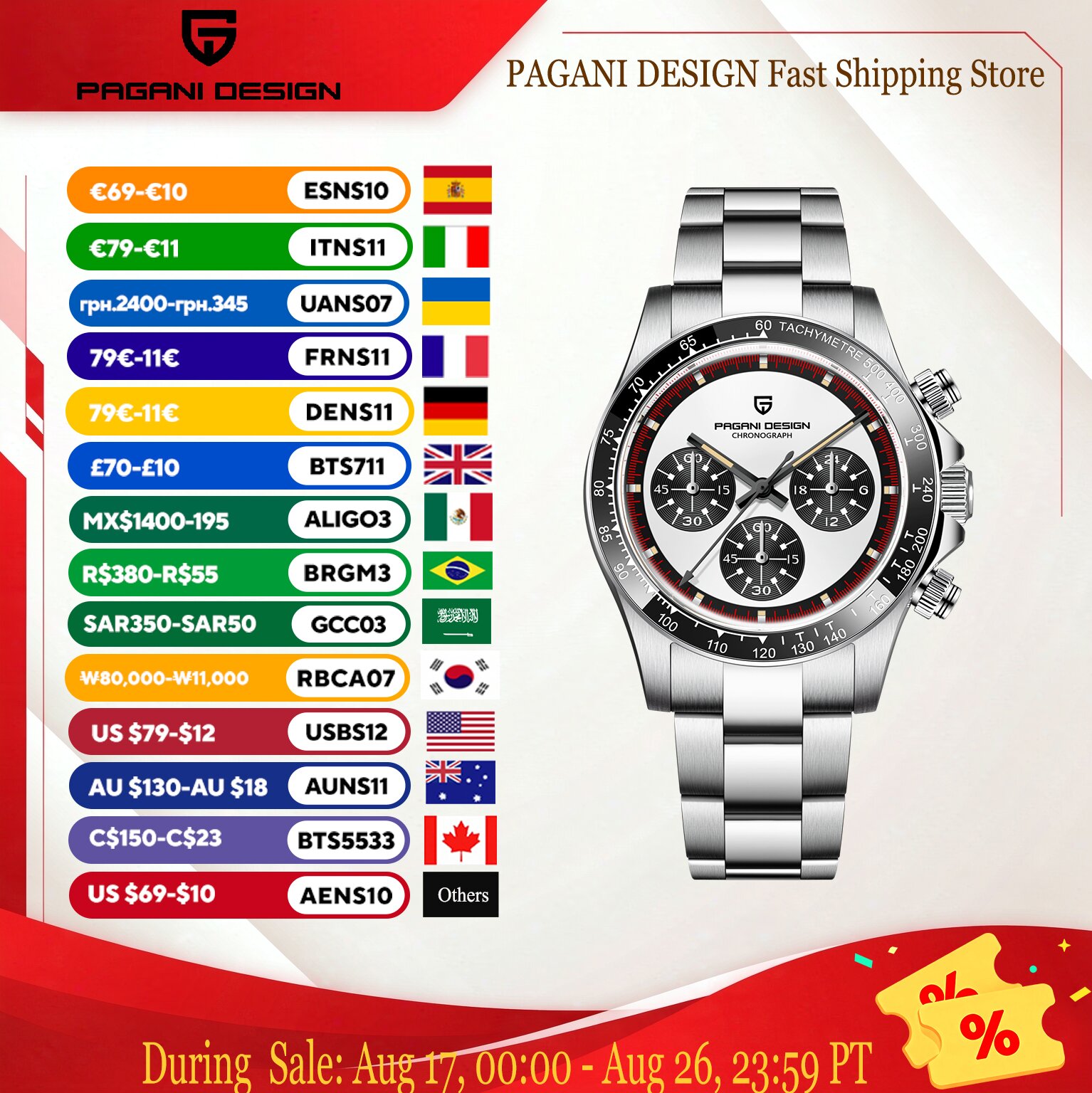 Smartwatch Luxury Watches For Men - PAGANI DESIGN Jam Tangan Pria Mewah