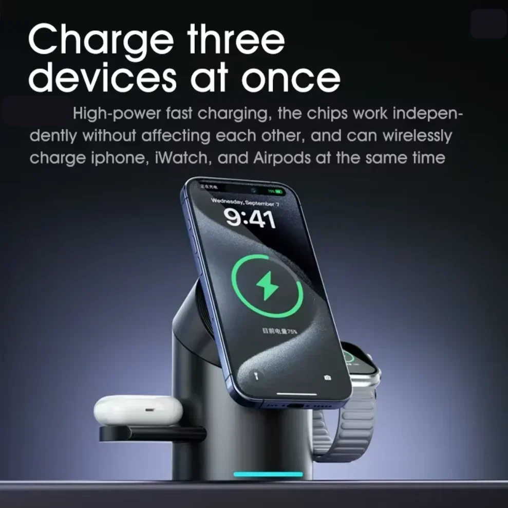 Iwatch Smartwatch - Pengisi Daya Nirkabel Magnetik 3in1 Qi2