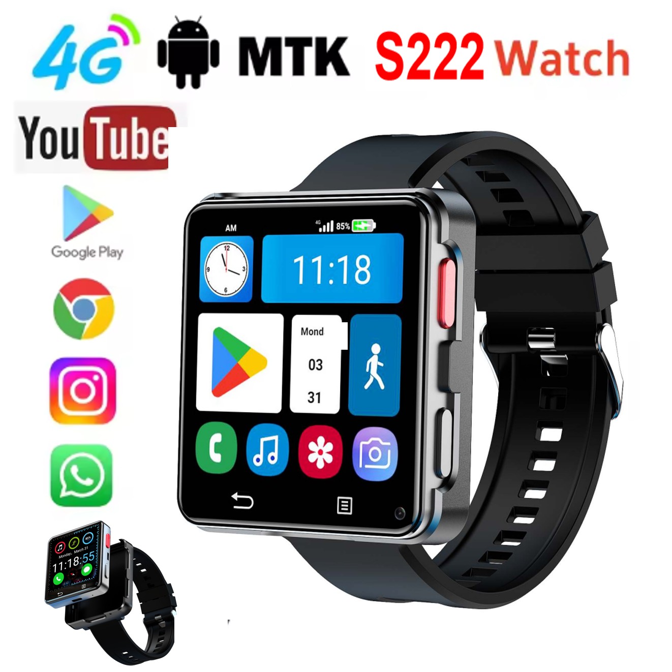 Watch Smart Smartwatch - Jam Tangan Pintar S222 4G Kartu