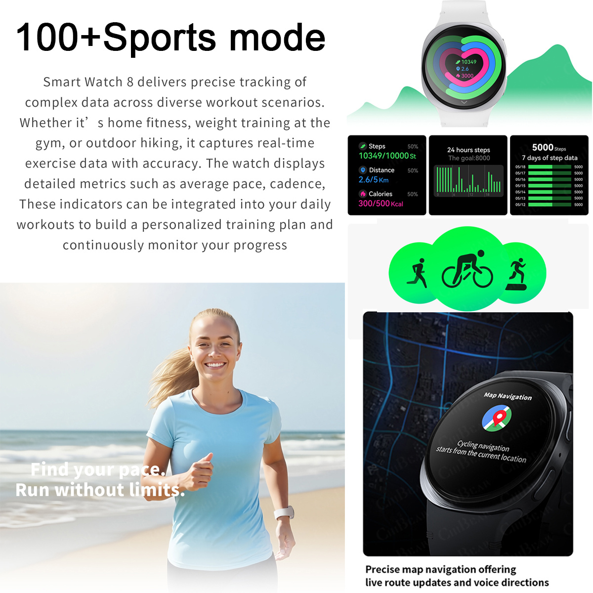 Jam Tangan Baru 2026 8 Mini GP - Smartwatch Watches For Men With Gps ulasan dan harga