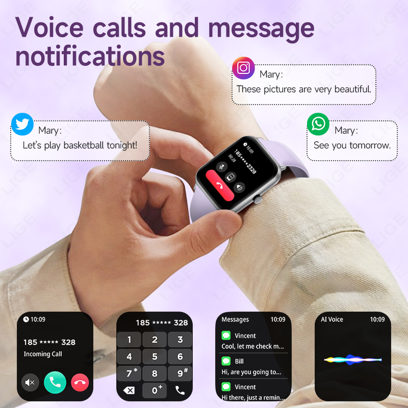 LIGE Jam Tangan Pintar Layar H - Smartwatch Health Watches For Women ulasan dan harga